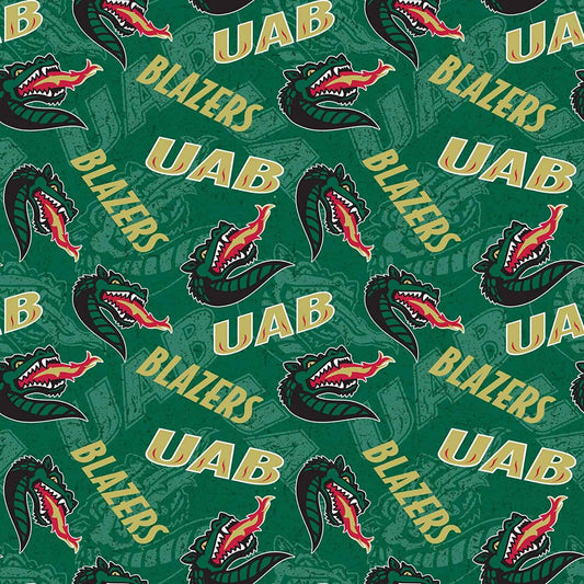 Alabama at Birmingham UAB Blazers Tone on Tone Design Cotton Fabric ALB-1178