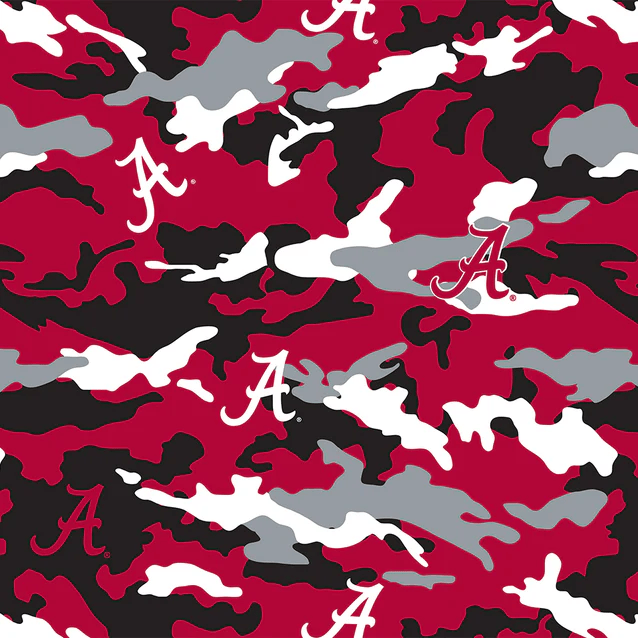Alabama Crimson Tide NCAA College Camo Sykel Enterprises Polyester Fleece Fabric AL-820 | US Fabric Shop
