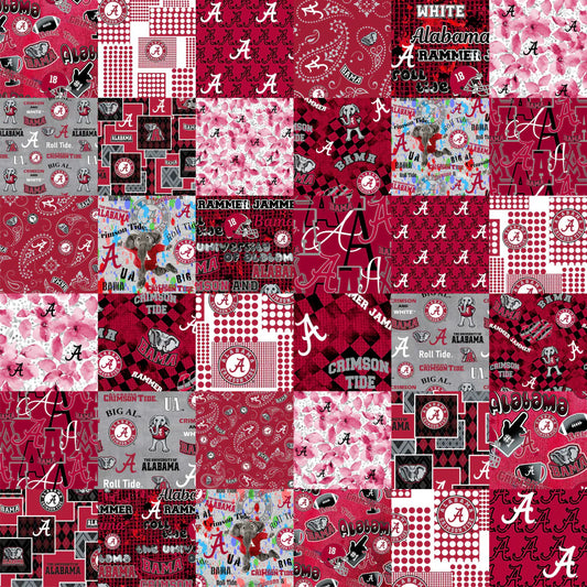 Alabama Crimson Tide NCAA College Cheater Quilt Allover 60" Sykel Cotton Fabric SYK-AL-1363