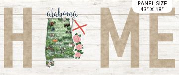 Alabama My Home State Panel 18" Northcott Cotton Fabric NC-DP23130-10