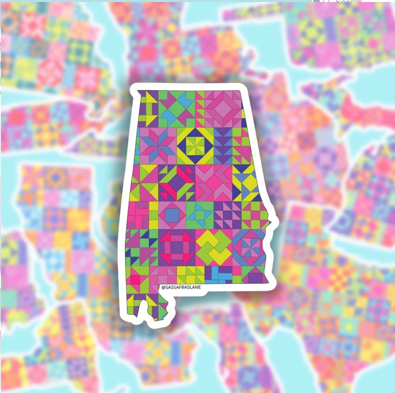 Alabama Quilt AL State Sticker Sassafras Lane Designs SLD-SADSASSSTICK-AL