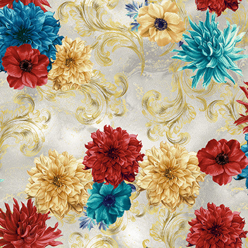 Alabaster Wings Small Floral Alabaster Pattern Weave Studio Blank Quilting Cotton Fabric BQ-3856-19