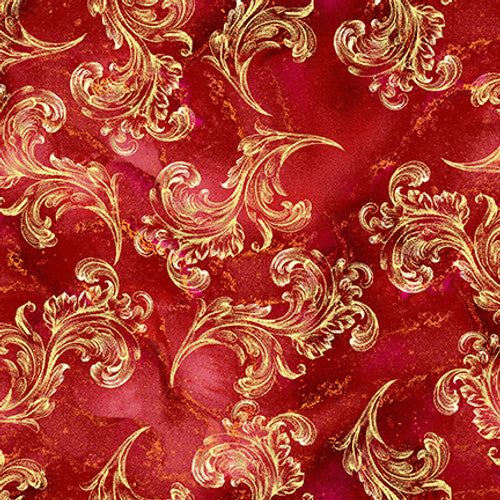 Alabaster Wings Swirls Ruby Red Pattern Weave Studio Blank Quilting Cotton Fabric BQ-3855-88