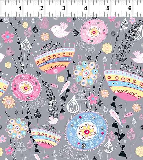 Alice Flowers & Birds Multi In the Beginning Fabrics Cotton Fabric ITB-9AL-1