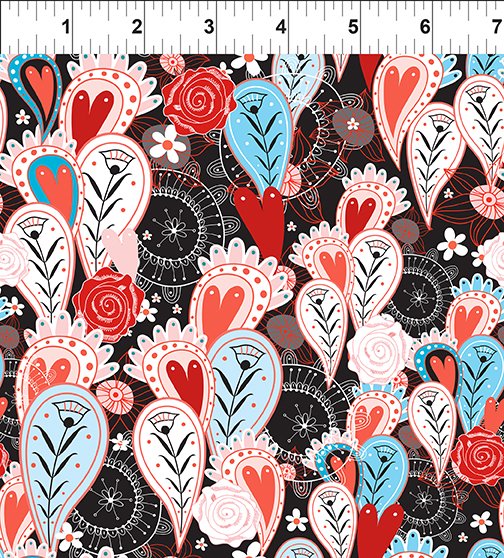 Alice Hearts Red In the Beginning Fabrics Cotton Fabric ITB-7AL-1