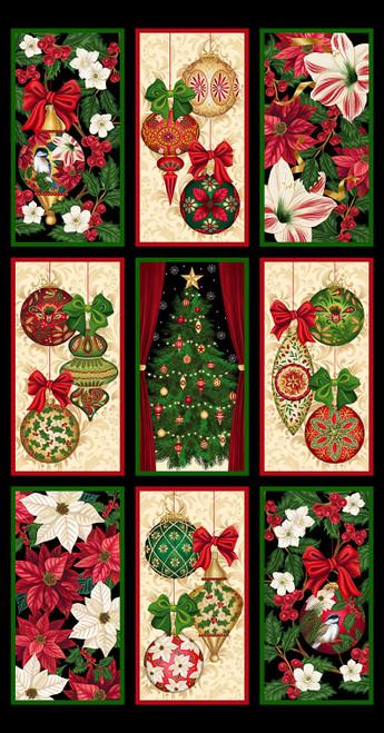 All Spruced Up Panel 24" Black Satin Moon Designs Blank Quilting Cotton Fabric BQ-2772P-99