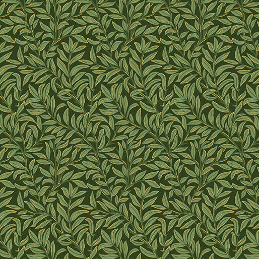 All About Seasons - Winter Breezy Leaves Green Jackie Robinson Benartex Cotton Fabric BE-16856M-44