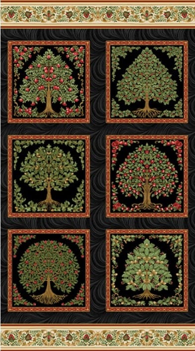 All About Seasons - Winter Panel 24"x44" Black Multi Jackie Robinson Benartex Cotton Fabric BE-16851M-12 | US Fabric Shop