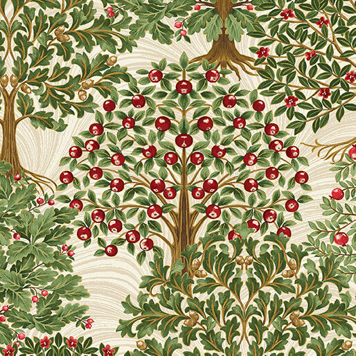 All About Seasons - Winter Grand Trees Cream Multi Jackie Robinson Benartex Cotton Fabric BE-16853M-70