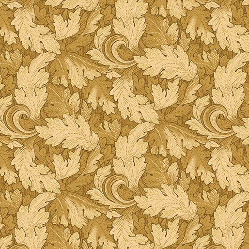 All About Seasons - Winter Twirling Leaves Caramel Beige Jackie Robinson Benartex Cotton Fabric BE-16328M-34