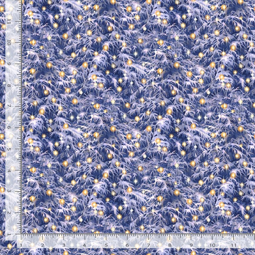All is Calm Christmas Light on Tree Frost Purple Dona Gelsinger Timeless Treasures Cotton Fabric TT-DONA-CD3524-FROST