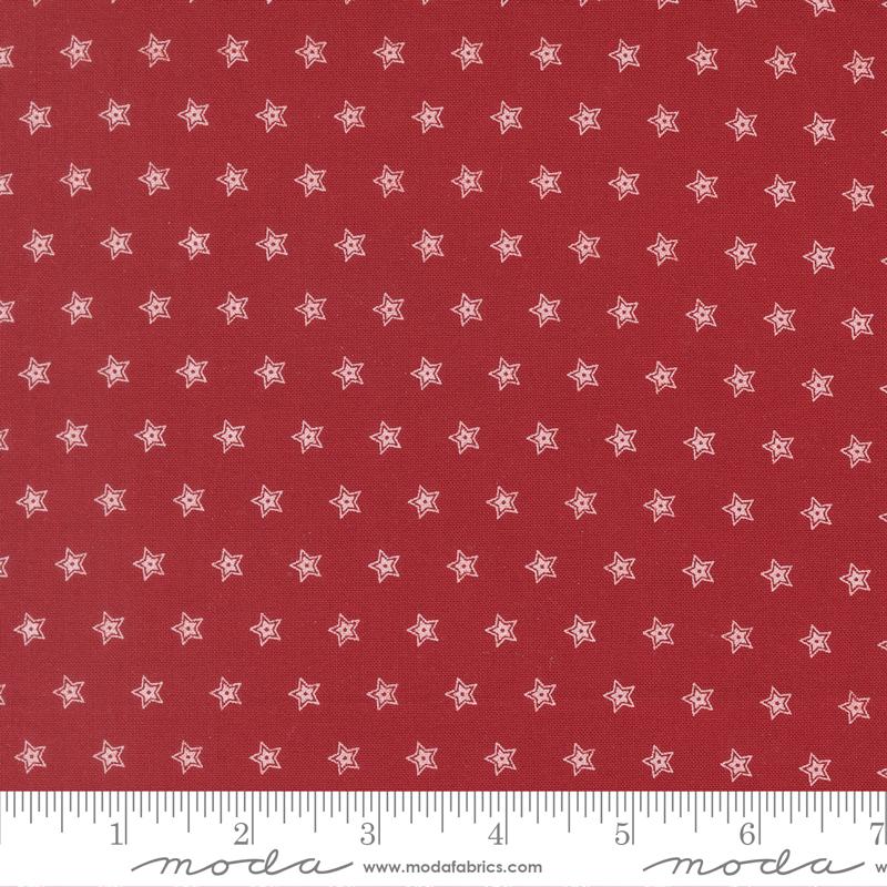 American Gatherings III Double Star Americana Crimson Red Primitive Gatherings Moda Cotton Fabric MD-49324-12
