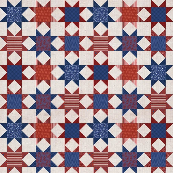American Patchwork Patriotic Quilt Block Stars Red Blue Ivory Loni Harris Paintbrush Studio Cotton Fabric PBS-120-22203