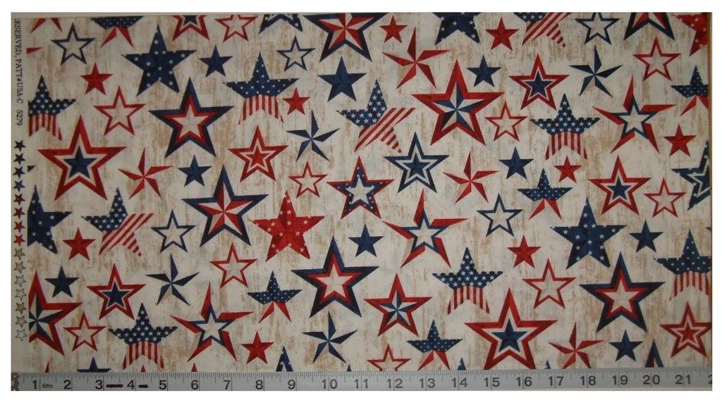 American Pride Americana Stars Natural Timeless Treasures Cotton Fabric