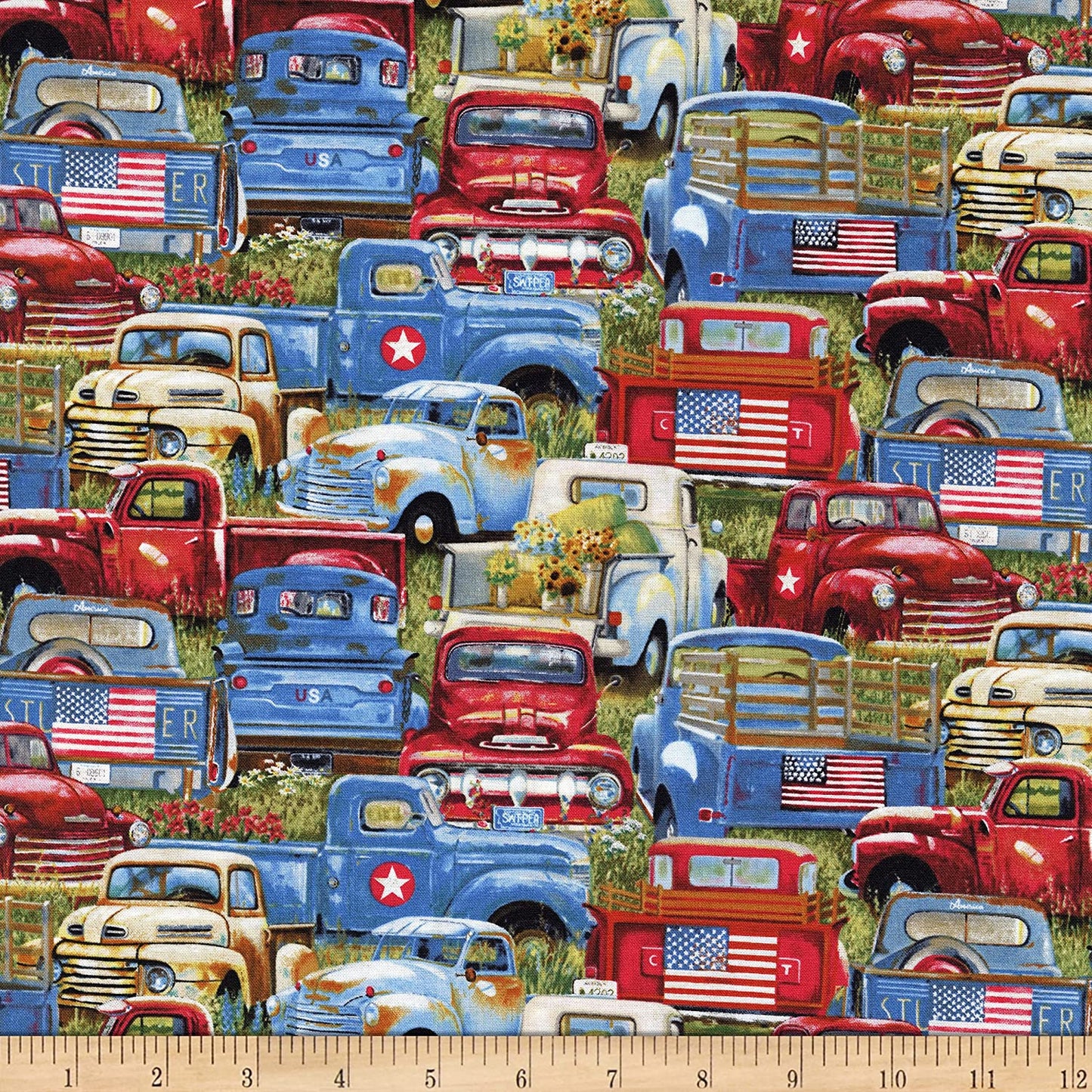 American Spirit Trucks Multi Elizabeth's Studio Cotton Fabric