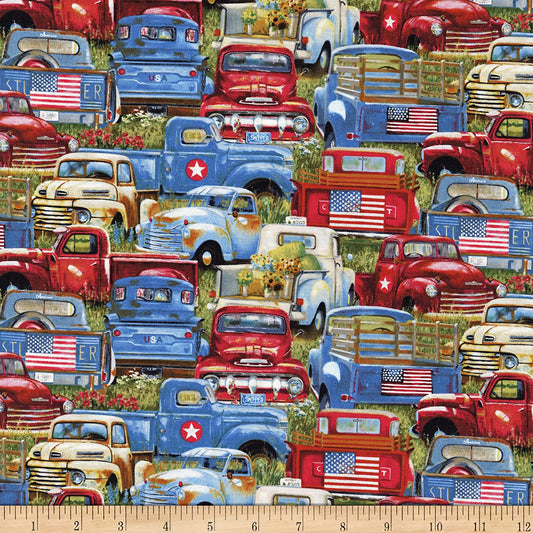 American Spirit Trucks Multi Elizabeth's Studio Cotton Fabric