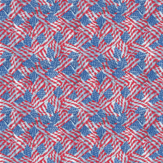 American USA Flag Allover Sykel Quilting Cotton Fabric