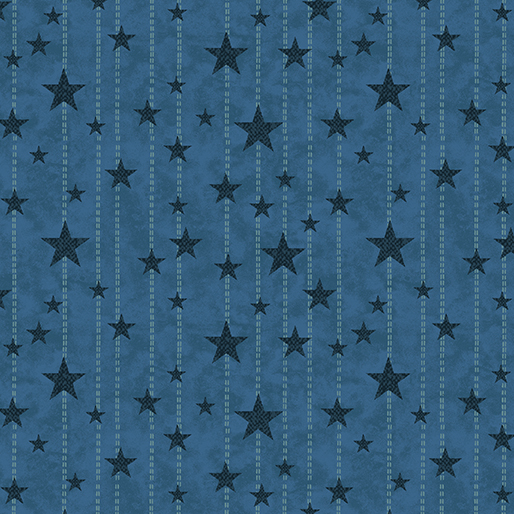 American Valor Stitches & Stars Blue Cheryl Haynes Benartex Cotton Fabric BE-16875-55