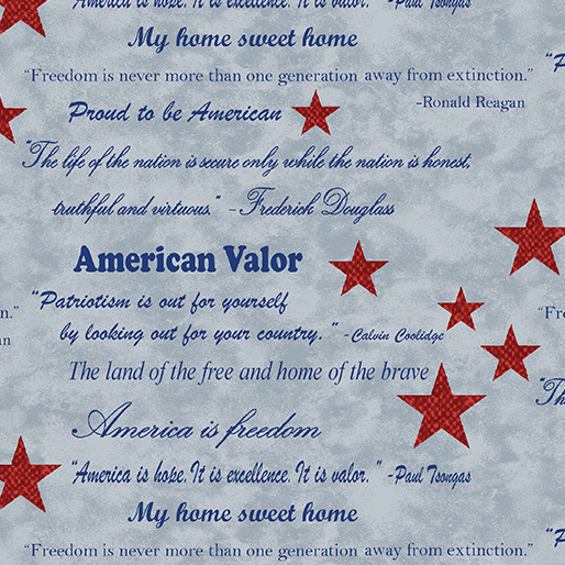 American Valor Words of Valor Light Blue Cheryl Haynes Benartex Cotton Fabric BE-16872-05