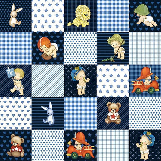 Americana Baby Patchwork Indigo Blue Michael Miller Cotton Fabric MM-DCX12179-INDI-D