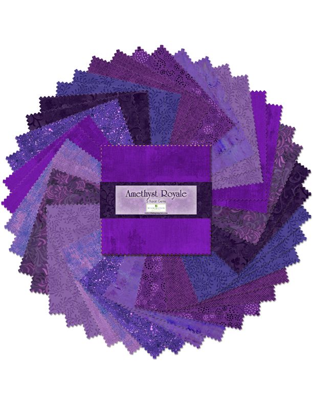 Amethyst Royale 5" Squares Karat Gems Revised 4-5-24 Wilmington Prints Cotton Fabric WP-507-7-507