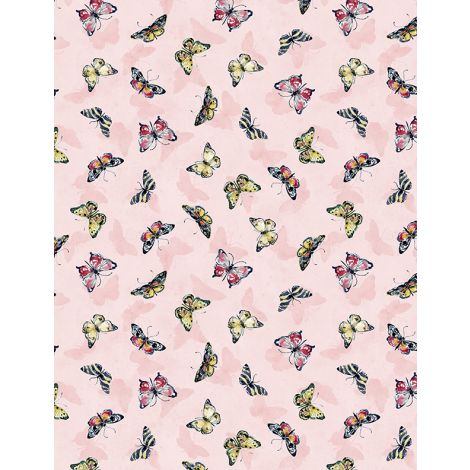 Among the Branches Butterfly Toss Pink Susan Winget Wilmington Prints Fabrics Cotton Fabric WP-3023-39757-353