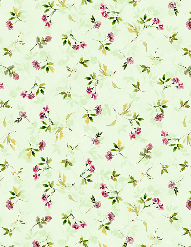 Among the Branches Floral and Leaves Toss Green Susan Winget Wilmington Prints Fabrics Cotton Fabric WP-3023-39759-737