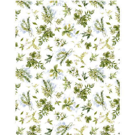 Among the Branches Foliage All Over White Susan Winget Wilmington Prints Fabrics Cotton Fabric WP-3023-39758-174