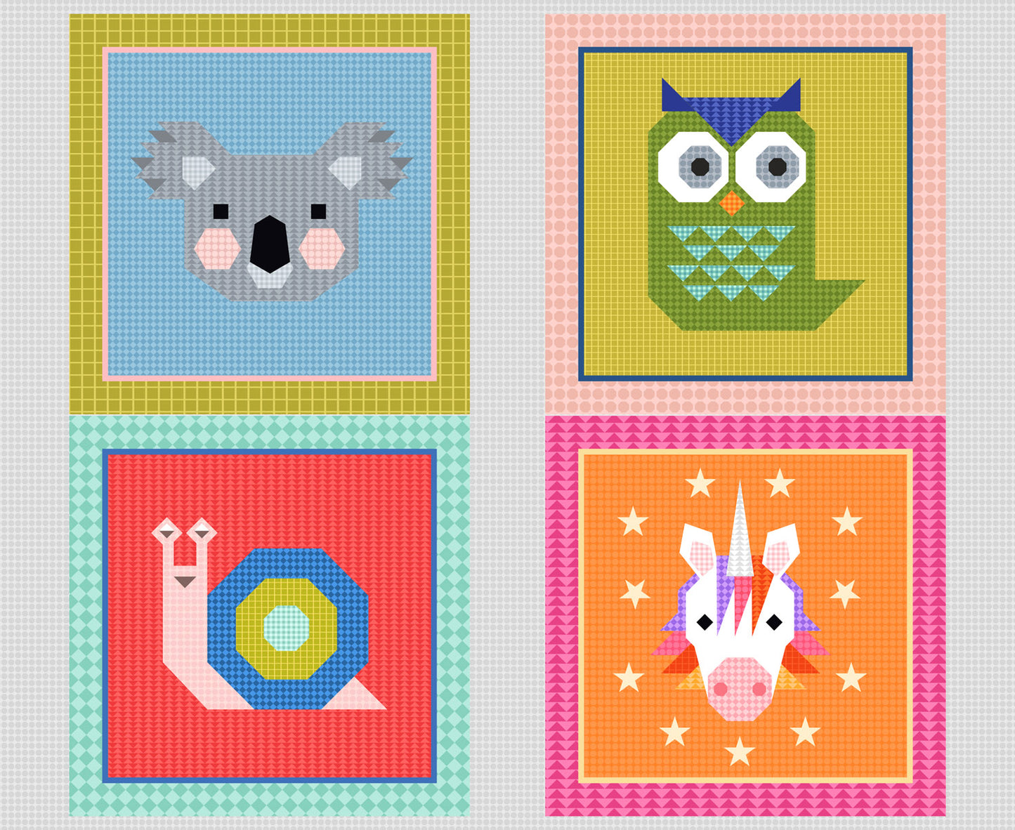 Animal Alphabet 1 Squares Yard Panel 36" Lewis & Irene Cotton Fabric LI-A967