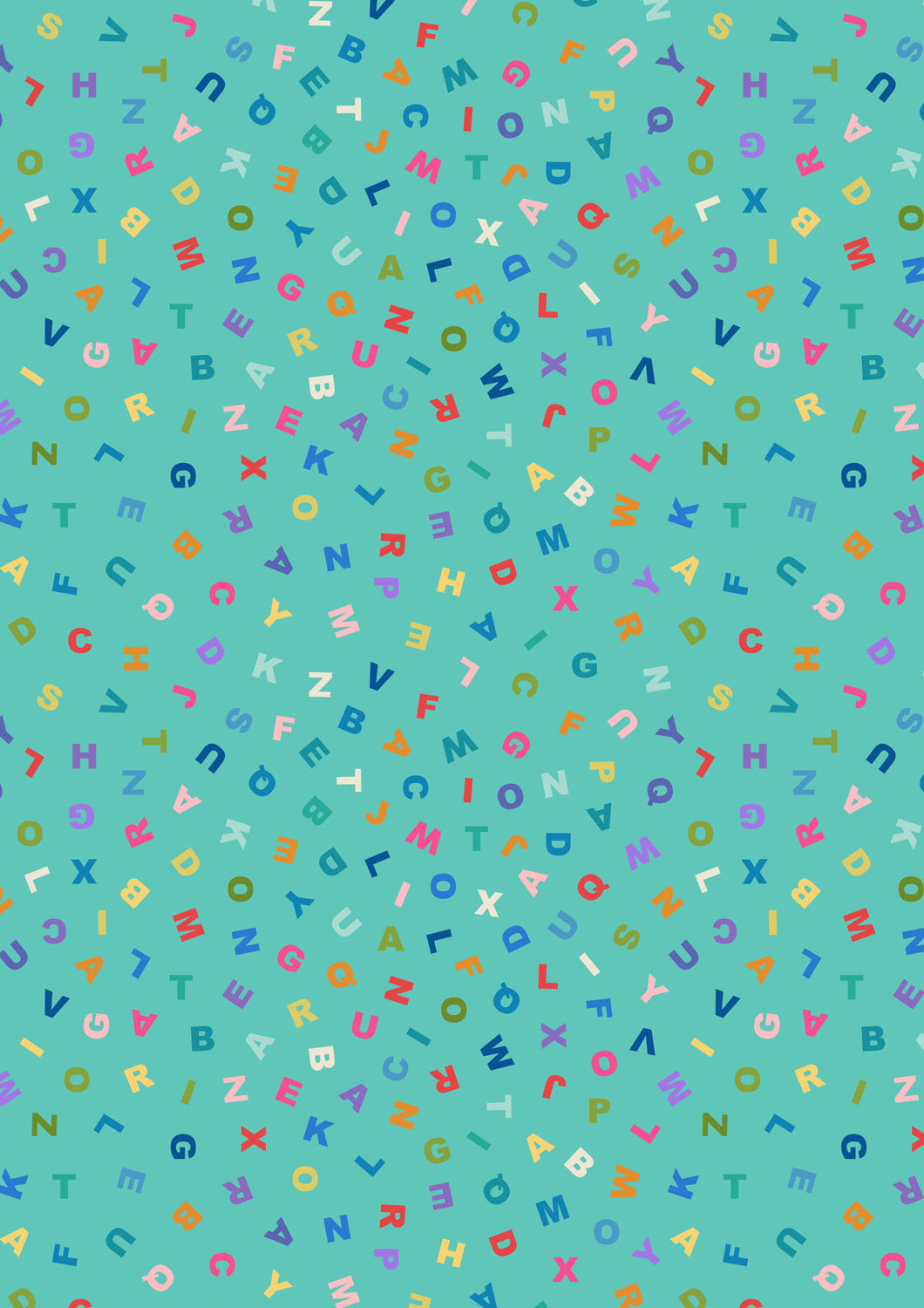 Animal Alphabet Letters Turquoise Lewis & Irene Cotton Fabric LI-A972B