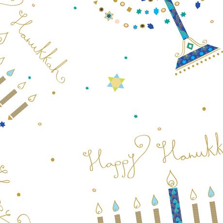 Hanukkah Greetings Menorahs White Quilting Treasures Cotton Fabric QT-1649-28357 Z