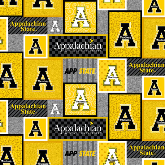 Appalachian State Mountaineers NCAA College Patch Sykel Enterprises Polyester Fleece Fabric SYK-APPST-1177