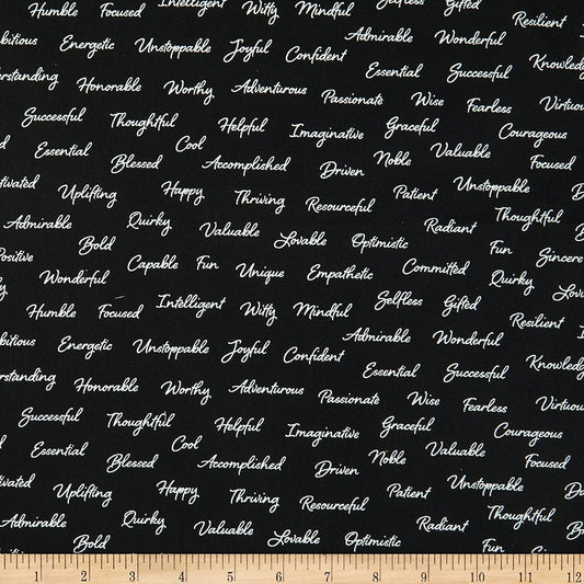Appreciation Favorite Person Inspirational Text Black Whistler Studios Windham Cotton Fabric WF-52496-1