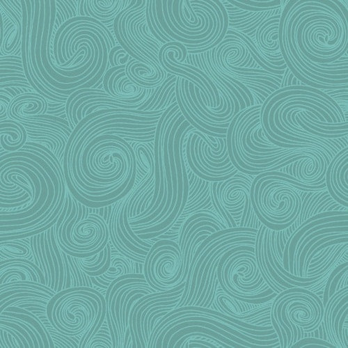 Just Color! Aqua Green blue Swirl Studio E Cotton Fabric SE 1351-Aqua