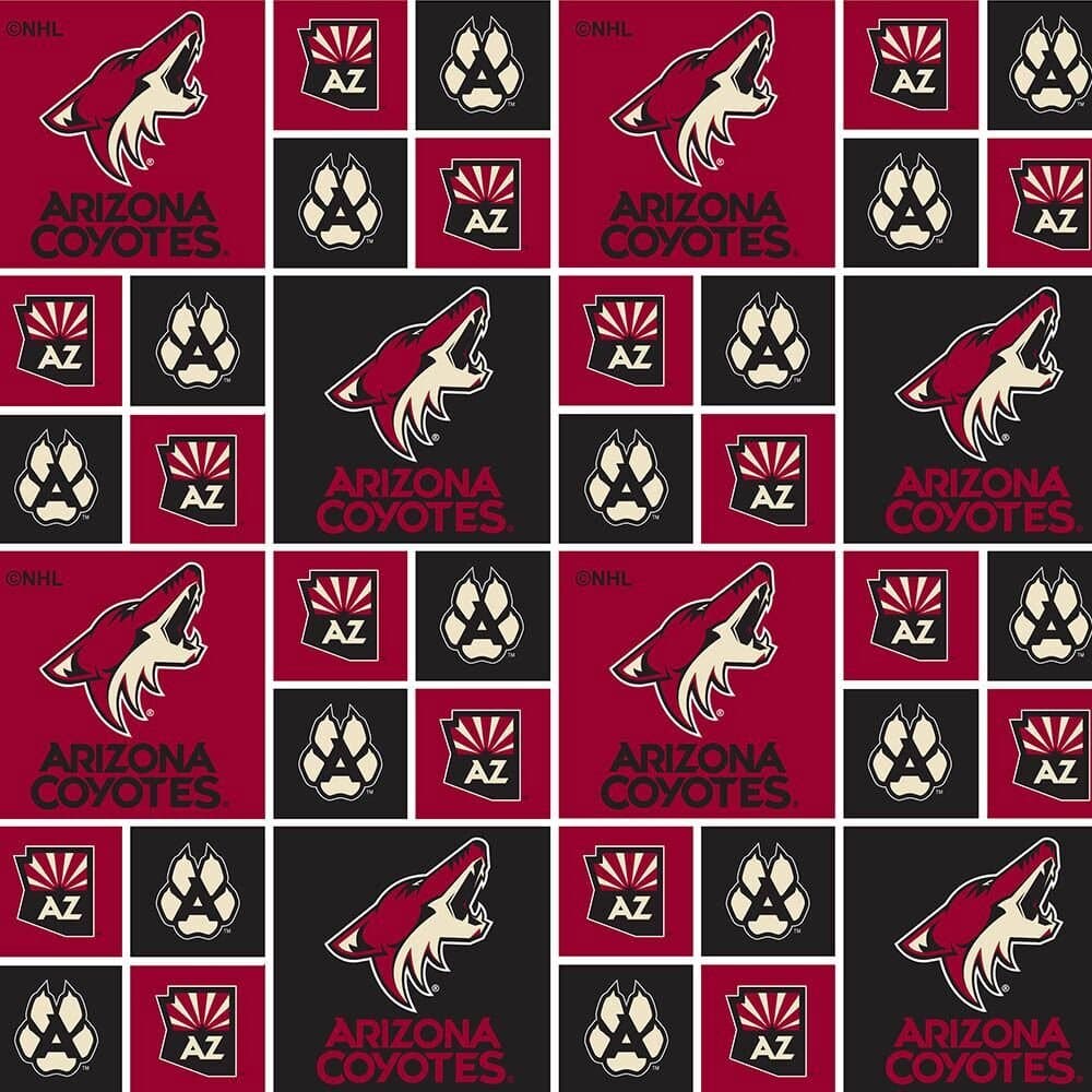 Arizona Coyotes NHL Hockey Box Design Cotton Fabric NHL-020 COY