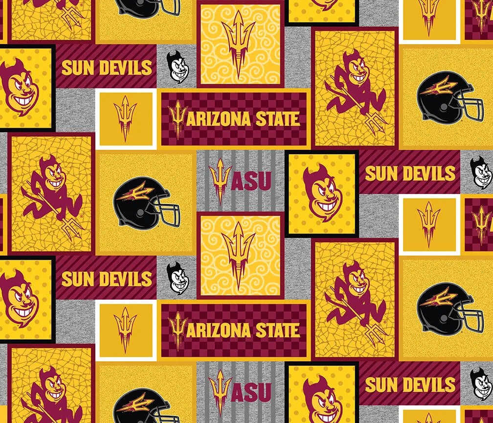Arizona State Red Devils NCAA College Patch Sykel Enterprises Polyester FLEECE Fabric ASU-1177