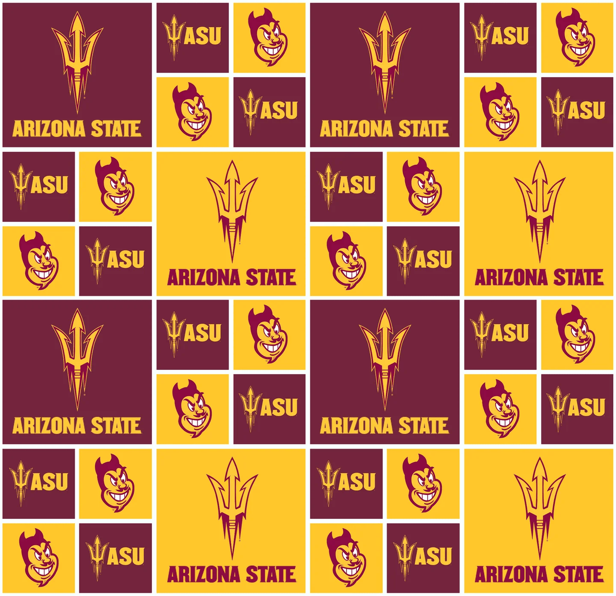 Arizona State Sun Devils NCAA College Block Sykel Enterprises Cotton Fabric ASU-020 | US Fabric Shop