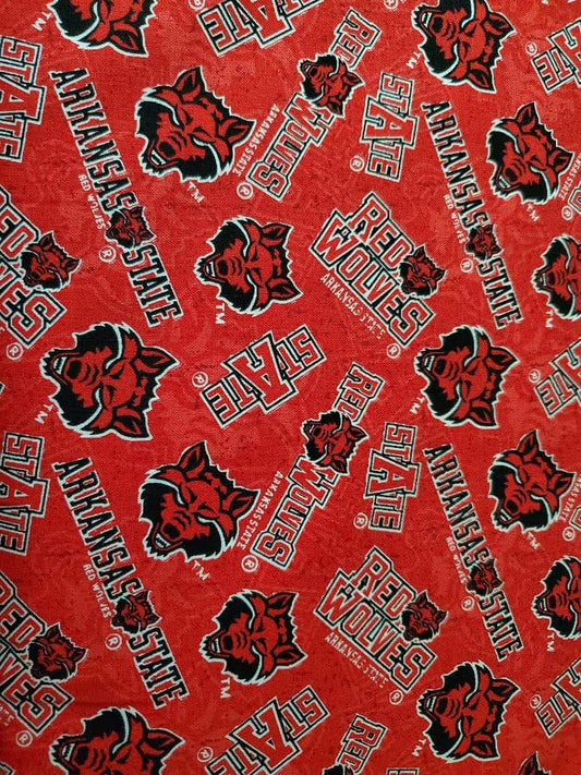 Arkansas State Bears NCAA College Tone on Tone Design Cotton Fabric AKS-1178