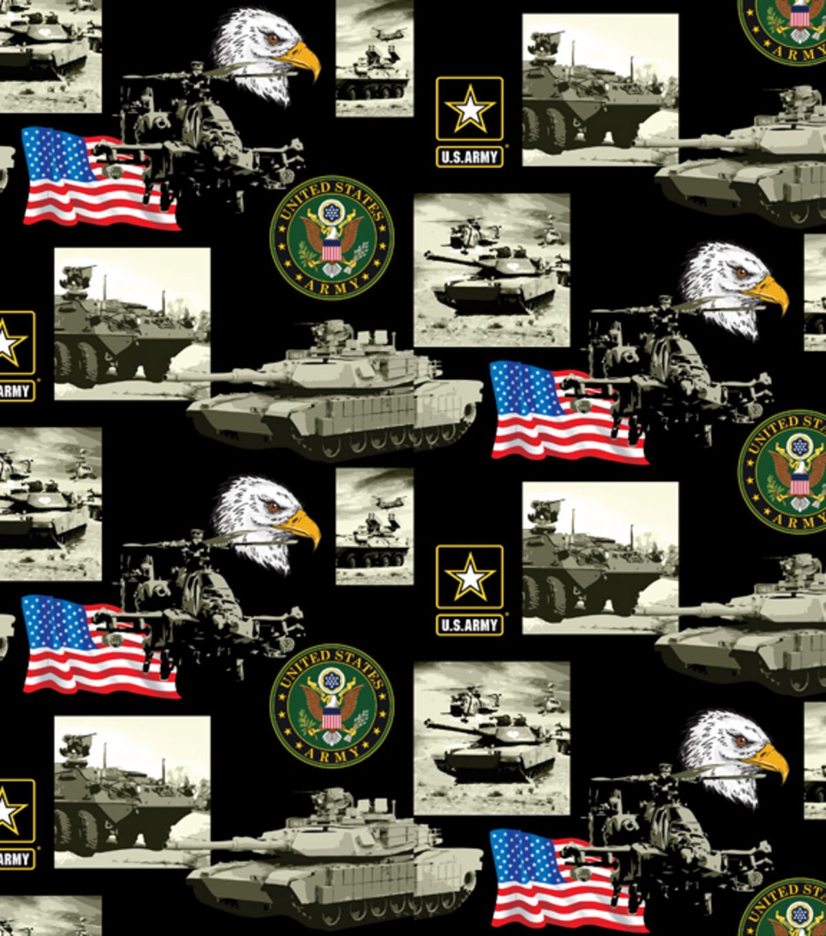 Army Military USA Block Print Sykel Cotton Fabric 021-Army