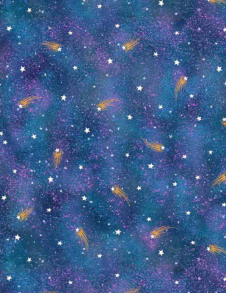 Artic Nights Shooting Stars Blue Night Timeless Treasures Cotton Fabric TT C1143 Night