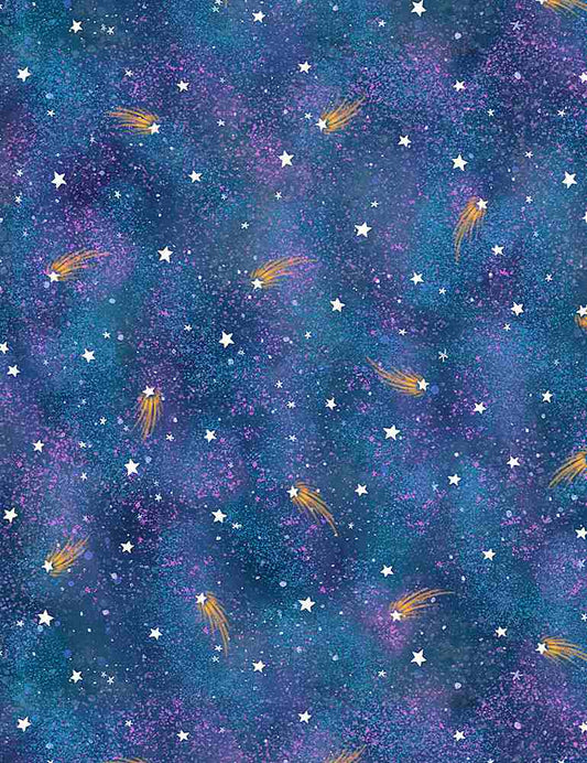 Artic Nights Shooting Stars Blue Night Timeless Treasures Cotton Fabric TT C1143 Night