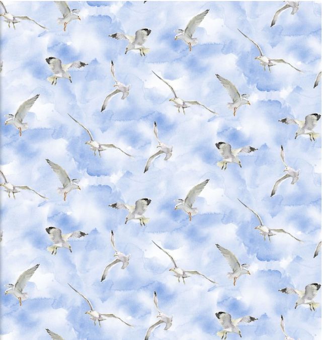 At the Shore Seagulls Allover John Keeling 3 Wishes Cotton Fabric