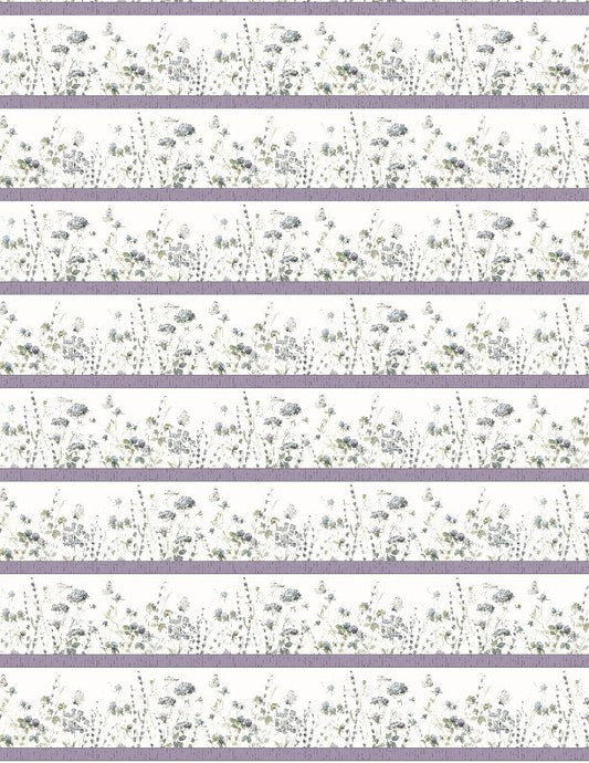 Au Naturel Border Stripe Multi White Lisa Audit Wilmington Prints Cotton Fabric