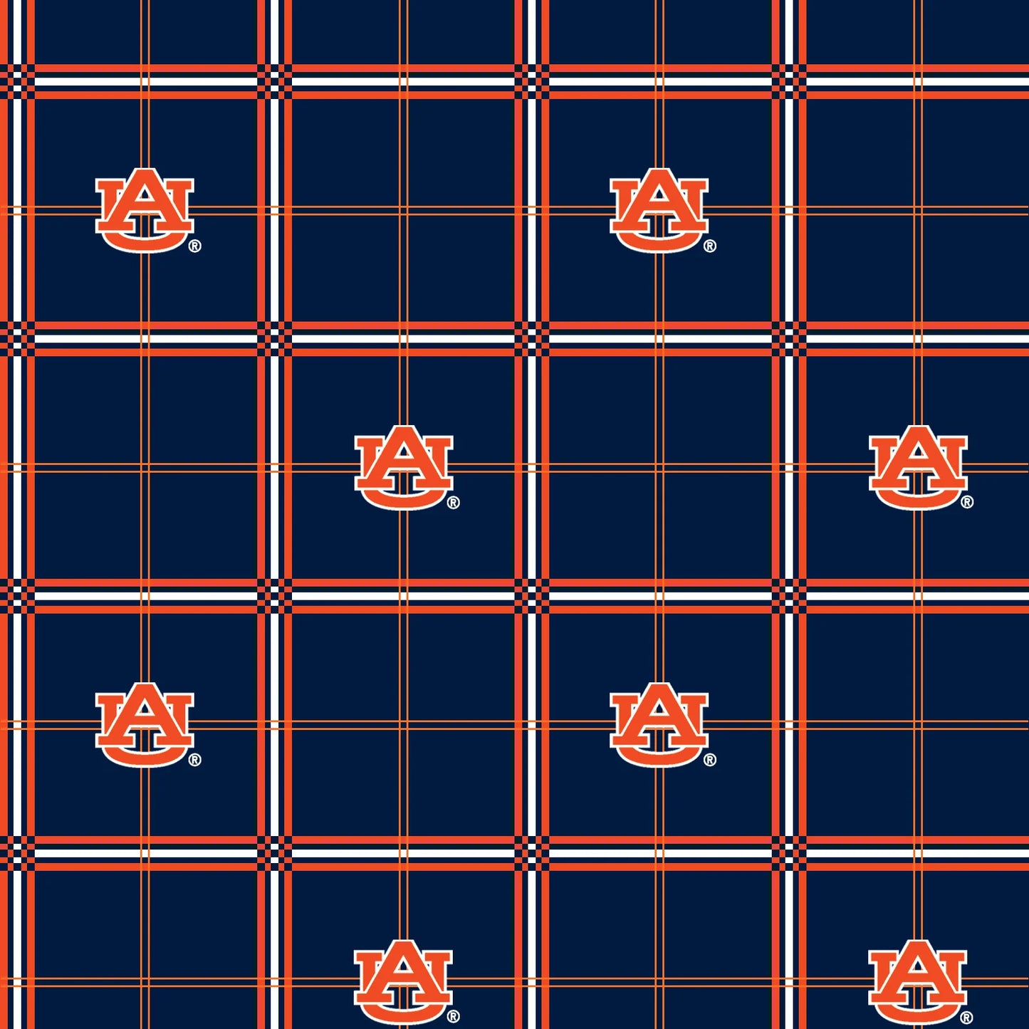Auburn Tigers NCAA College Plaid FLANNEL Sykel Cotton Fabric AU-023
