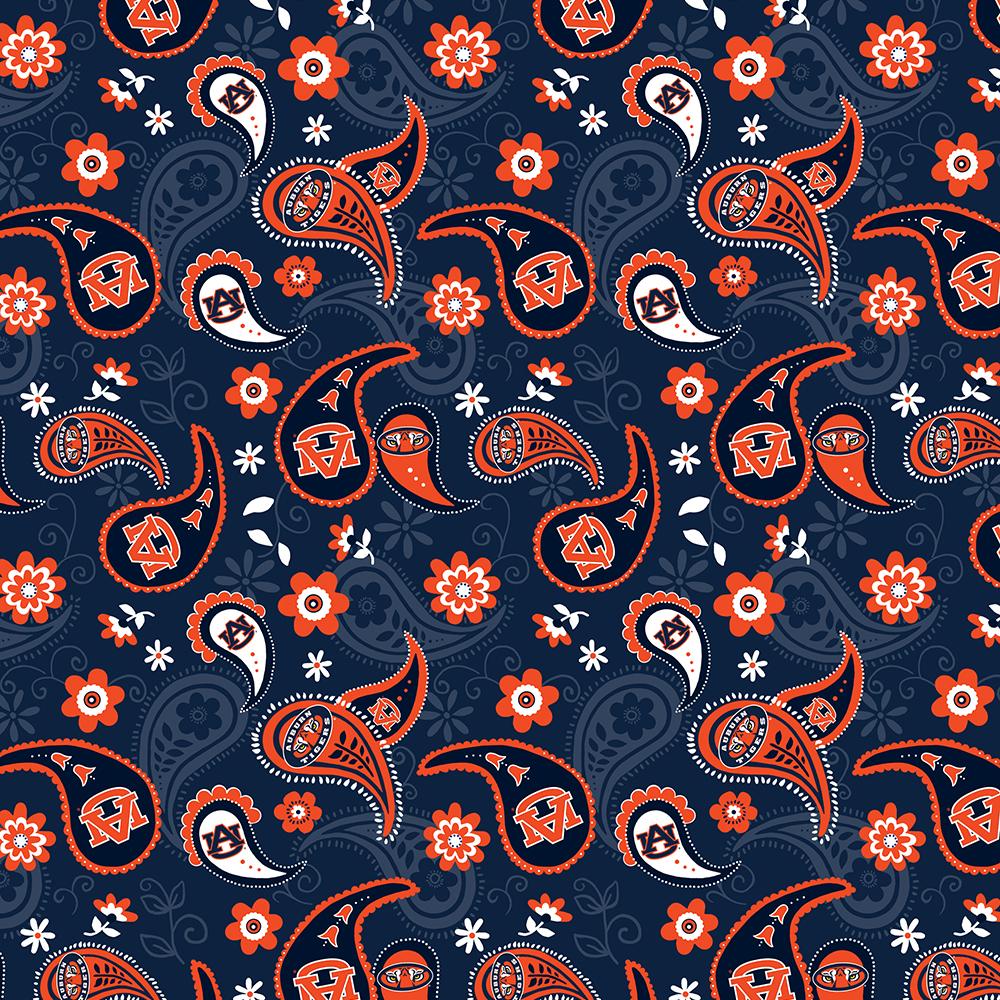 Auburn Tigers NCAA New Bandana Paisley Sykel Cotton Fabric AU-1200