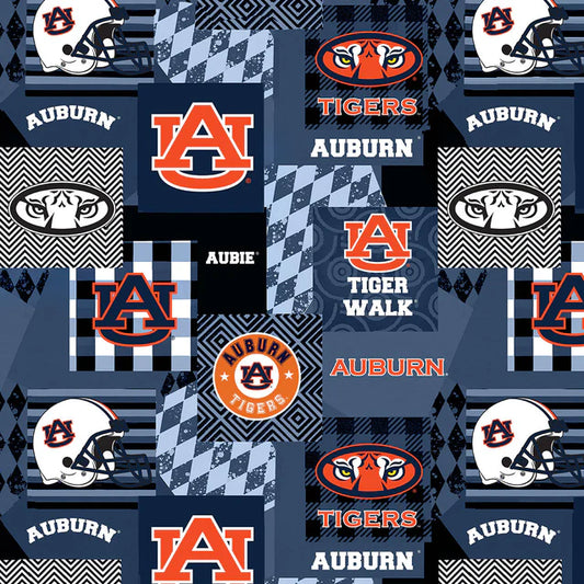 Auburn Tigers NCAA College Collegiate Minky Geo Sykel Enterprises Polyester Fabric SYK-AU-1367