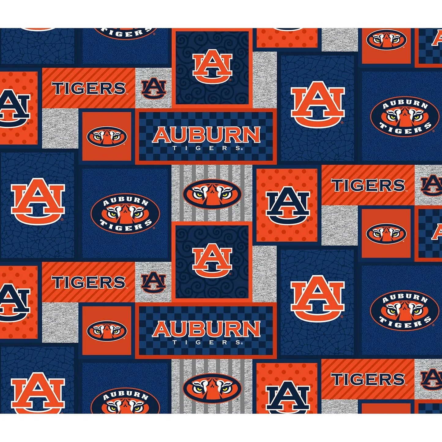 Auburn University Tigers NCAA College Patch Sykel Enterprises FLEECE Fabric SYK-AU-1177