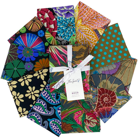 August 2024 Dark Fat Quarter Bundle 18"x21" 10 pcs Kaffe Fassett Collective Free Spirit Cotton Fabric FS-FB4FQGP.AUG24DARK