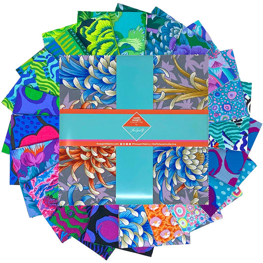 August 2025 Cool 10" Squares Kaffe Fassett Collective Free Spirit Cotton Fabric FS-FB610GP.AUG25COOL