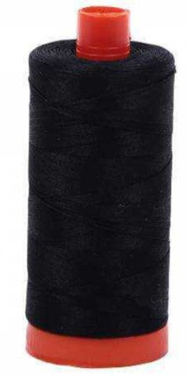 Black Aurifil Cotton Quilting Thread 50 wt. 1300m 1422y Spool AF-2692-Black